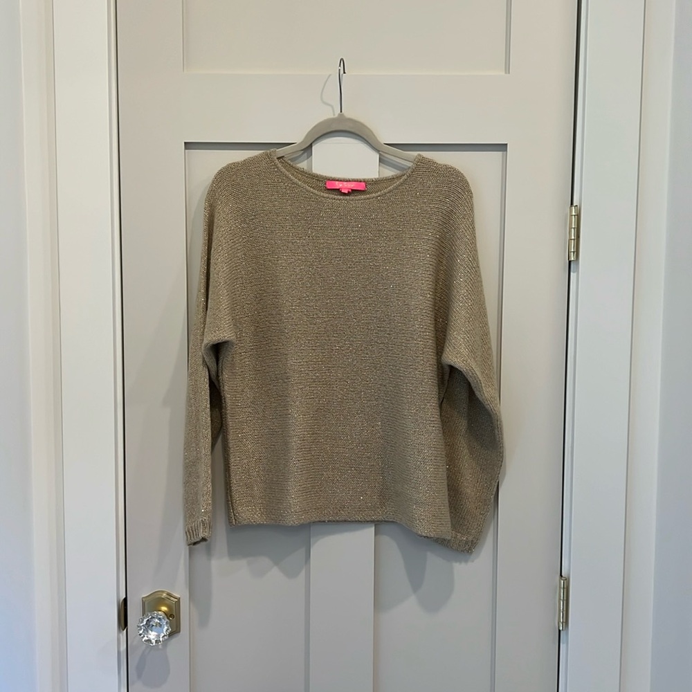 Lily Pulitzer gold sparkle sweater xs